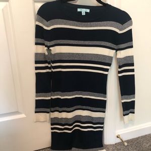 Fitted striped knit dress